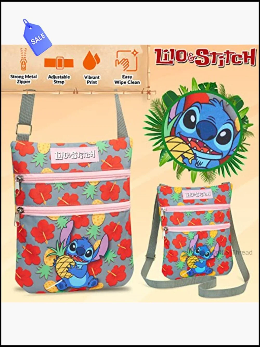 Adjustable Crossbody Bag with Zipper Closure, Polyester, for Girls Teens